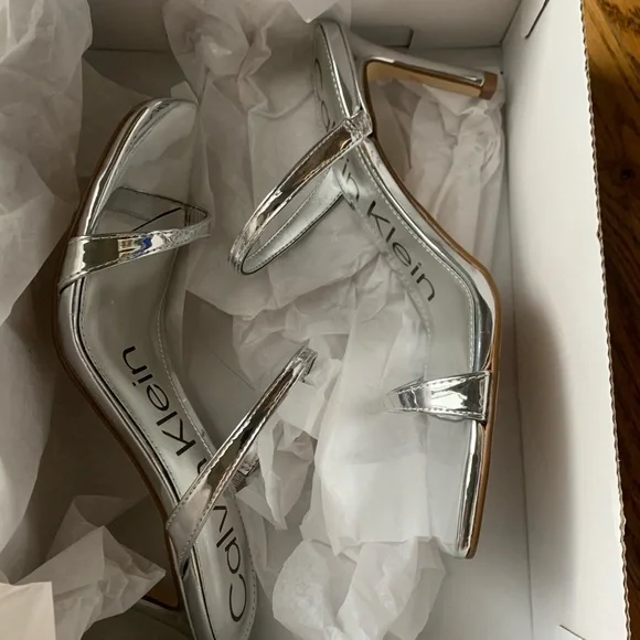 Calvin Klein Silver Halena Heel 6.5 - Picture 3 of 6